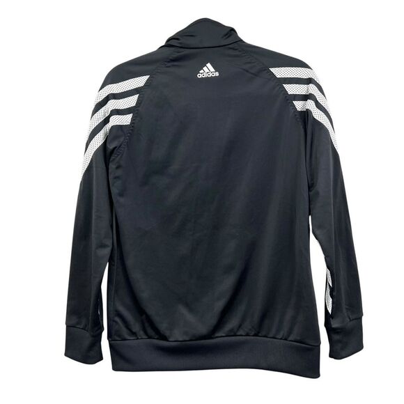 Adidas Women Track Jacket 3 Striped Sleeves Athletic Zip Up Black White Sz‎ M - Picture 5 of 6